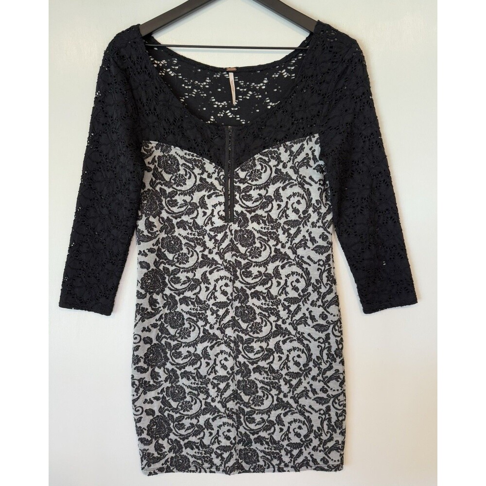 Free People Love You To Pieces Dress Sz Medium Y2K 90s Bodycon Whimsigoth Lace